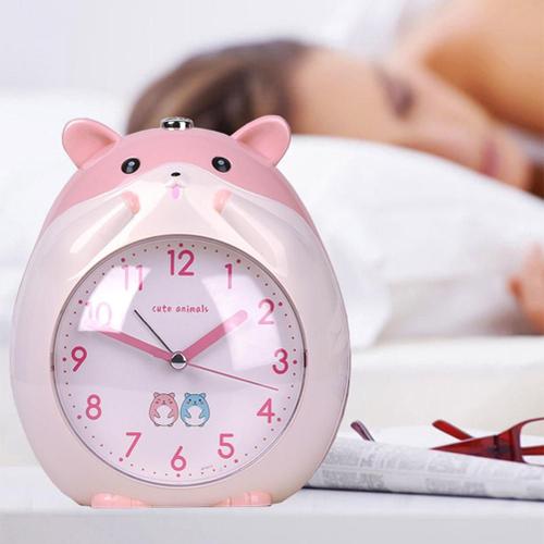 Réveil pour enfants, fonction Snooze, horloge Hamster de dessin animé avec veilleuse, réveil d'apprentissage pour garçons et filles