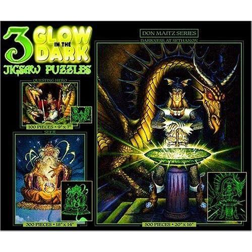 3-Pack John Enright Glow In The Dark Puzzles - Whales &amp Penguins, Elephant, Cub