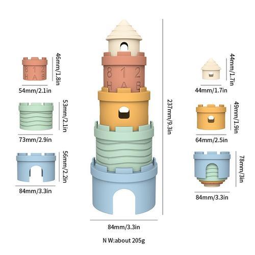 Jouets Sensoriels Pour Bébé,Jouets D’Éveil Montessori En Silicone Alimentaire,Jeux Pour Enfants De 6 À 24 Mois,Cadeau Naissance(Château)