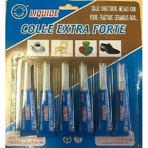 colle glue extra-forte cyanoacrylate tube de 2 gr blister de 6 tubes