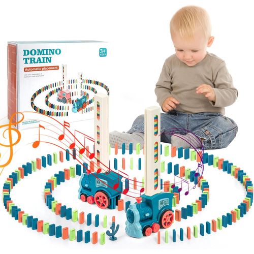 Train Électrique Domino, Train Electrique Enfant, Automatique Train De Pose Domino Avec Lumières Et Musique,Pour Filles Et Garçons 3 Ans Et Plus