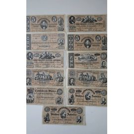 Lot 11 Billets Dollars Confederate Repro 1973 Espagne