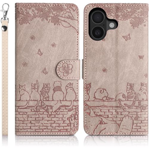 Kal-Coque Pour Iphone 16 5g Étui De Protection [Etui À Rabat] [Pochette De Portefeuille] [Fermeture Magnétique] Housse Premium En Cuir Pu Portefeuille Iphone 16 5g Gris