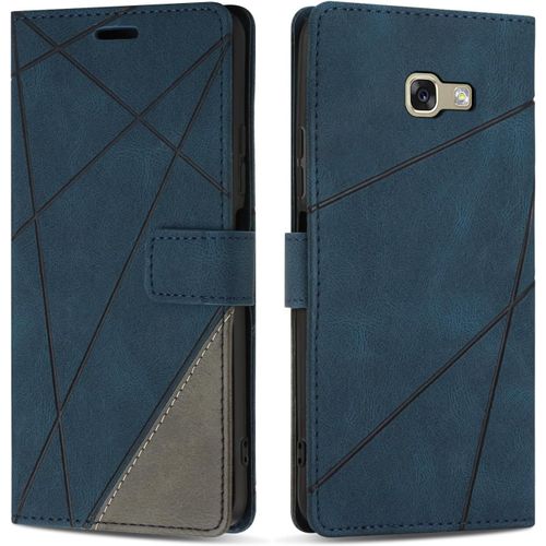 Kal-Coque Pour Samsung Galaxy A5 2017 / Galaxy A520, Protection Housse Etui En Cuir Pu Portefeuille Avec Emplacements Cartes Et Fonction Support Pour Samsung A5 2017 / A520, Bleu