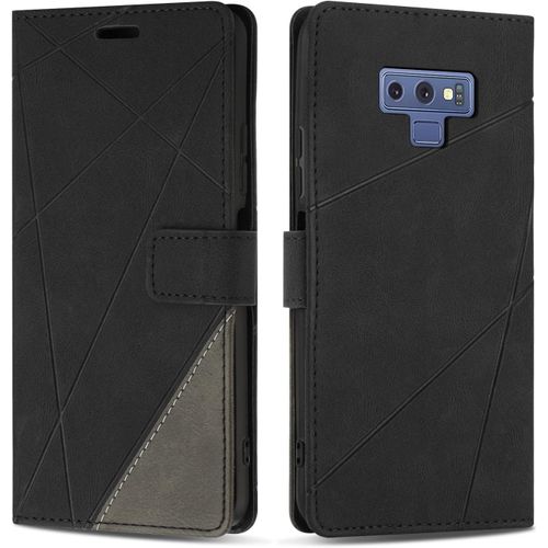 Kal-Coque Pour Samsung Galaxy Note 9, Protection Housse Etui En Cuir Pu Portefeuille Avec Emplacements Cartes Et Fonction Support Pour Samsung Note 9, Noir