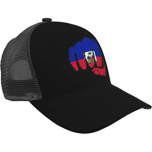 Flag Haiti Fist Power Trucker Hat ? Casquette De Baseball En Maille Pour Homme Ou Femme À L'extérieur