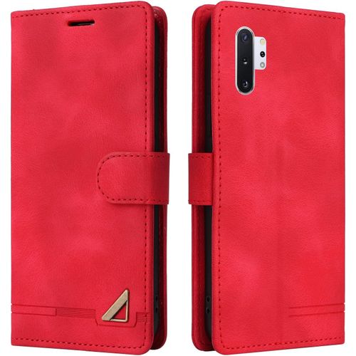 Kal-Coque Pour Samsung Galaxy Note 10 Pro/Note10 Plus, Étui De Protection De Portefeuille Antichoc De Fente Pour Carte, Support De Carte À Rabat En Cuir En Pu Étui (Rouge)