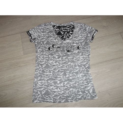 Tee Shirt Guess Gris Et Blanc Taille M Tbe