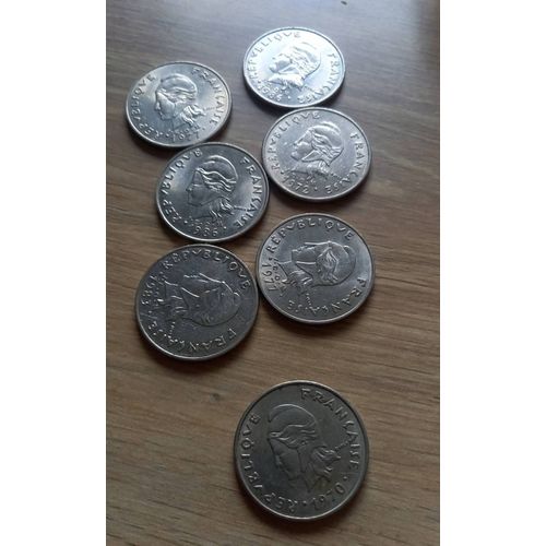 7 Anciennes Pièces De 20 Francs Nouvelle Calédonie