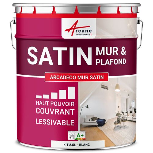 Peinture murale satin velours blanche Blanc 2.5 L