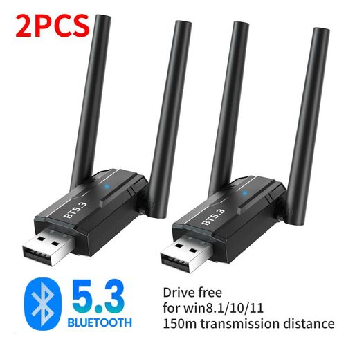 Adaptateur USB Bluetooth 150 pour haut-parleur de PC,souris sans fil,clavier,musique,récepteur audio,émetteur,dongle Bluetooth 5.3,5.1 m - Type 150m BT 5.3 2PCS