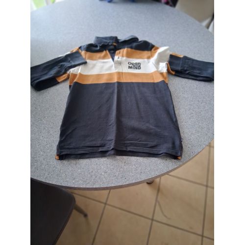 Polo "Okaidi" Bleu Et Marron "T- 12 Ans "Garçon
