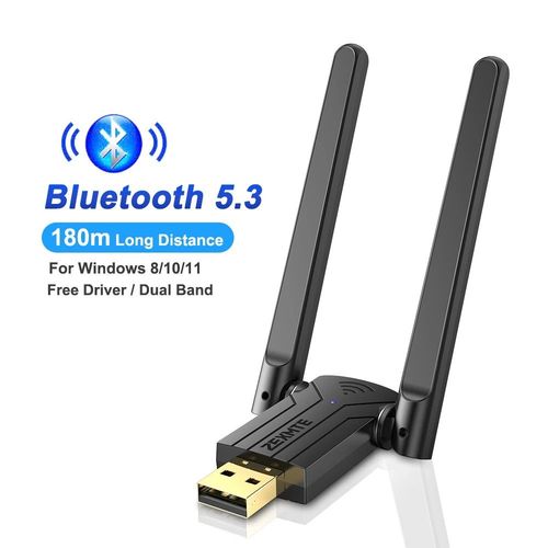 Zexmte-Adaptateur USB Bluetooth sans fil pour Windows 180,récepteur audio Dongle,émetteur,100m,5.4 m,5.3,10/11 - Type Bluetooth 5.3 180M