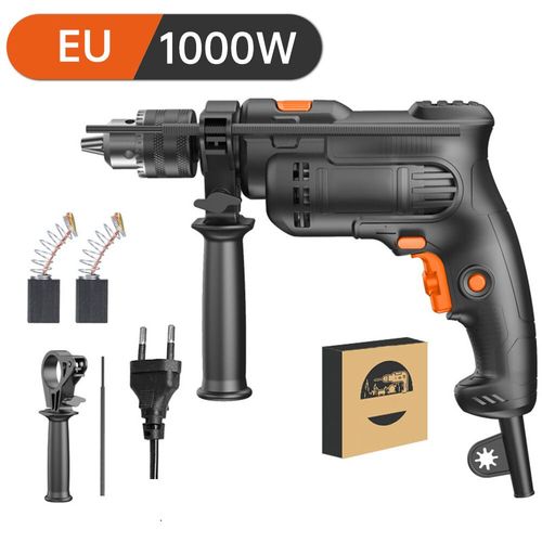Perceuse électrique à percussion AC220V 1000W/1280W 3000rpm Perceuse électrique multifonction Perceuse à percussion puissante Marteau électrique Outils électriques - Type 1000W