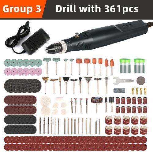 Mini perceuse électrique,outils électriques,perceuse,meuleuse,ensemble d'accessoires de meulage,machine à propositions portatives,mini perceuse,graveur - Type With 361pcs