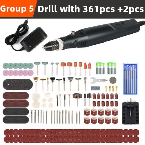 Mini perceuse électrique,outils électriques,perceuse,meuleuse,ensemble d'accessoires de meulage,machine à propositions portatives,mini perceuse,graveur - Type With 363pcs