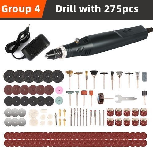 Mini perceuse électrique,outils électriques,perceuse,meuleuse,ensemble d'accessoires de meulage,machine à propositions portatives,mini perceuse,graveur - Type With 275pcs