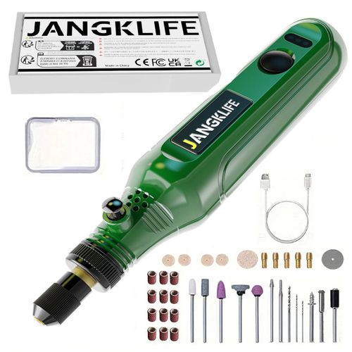 Mini perceuse sans fil,kit d'outils à distance sans fil USB,stylo de gravure de travail de calcul,bricolage pour bijoux,métal,verre - Type green
