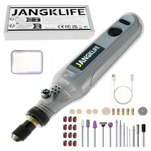 Mini perceuse sans fil,kit d'outils à distance sans fil USB,stylo de gravure de travail de calcul,bricolage pour bijoux,métal,verre - Type Grey
