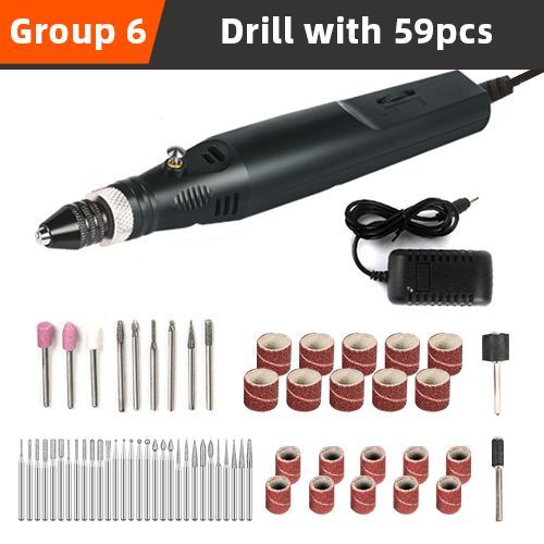 Mini perceuse électrique,outils électriques,perceuse,meuleuse,ensemble d'accessoires de meulage,machine à propositions portatives,mini perceuse,graveur - Type With 59pcs
