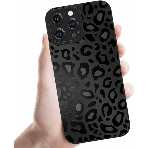 Brs-Coques Pour Iphone 13 Pro 6,1'', ¿¿Tui Noir Souple Tpu Silicone Aesthetic Mod¿¿Le L¿¿Opard Dessin Durable Fine Housse De Antichoc Camera Protection Cover Cadeau Filles, 06
