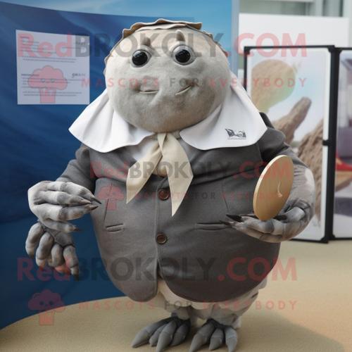 Personnage De Costume De Mascotte Redbrokoly De Crabe Ermite Gris Habillé D'un Gilet Et D'épingles À Cravate