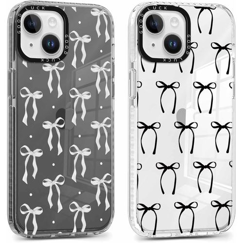 Brs-2 X Coque Pour Iphone 13 Mini 5,4"", Transparente Étui Avec Aesthetic Motif Noeud Papillon Filles Femmes Case, Souple Silicone Mince Tpu Housse Antichoc Antirayures Cover Pour Iphone 13 Mini,02