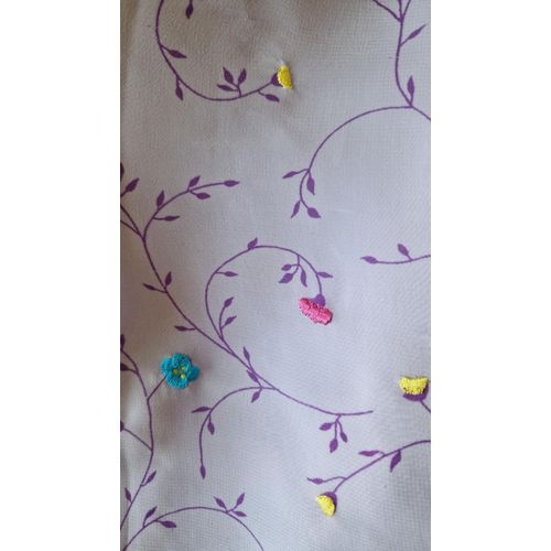 Robe Mauve À Fleurs Brodées, Col V - Blanche Porte - Taille 44