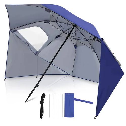 Parasol Inclinable 210 Cm Bleu Ciel Avec Sac Et Piquet – Protection Uv 50+