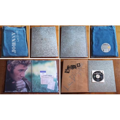 Johnny Hallyday " Le Livre "En Couverture Métal Et Pochette En Jean + Cd 11 Titres 1993 Très Nombreuses Photos Jimi Hendrix Yves Montand Ray Charles Sylvie Vartan + Filmographie