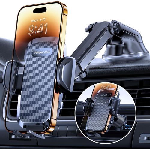Kalanka-Support Telephone Voiture [Rotation 360°& Ventouse Puissante] Porte Telephone Voiture Grille D'aération & Pare-Brise & Tableau De Bord, Compatible Avec Tous Les Smartphones/Gps 4.0''-7.2''