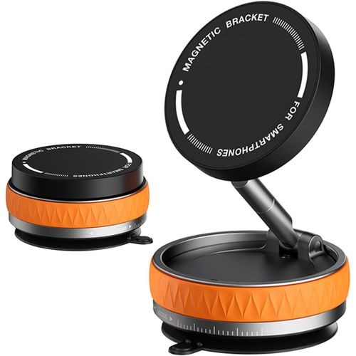 Kalanka-Support Magnétique Pour Téléphone Voiture Avec Ventouse À Vide, Rotatif 360° Et Aimant Puissant 2400gf, Compatible Magsafe Iphone, Fixation Tableau De Bord/Parabrise/Surfaces Lisses (Orange)