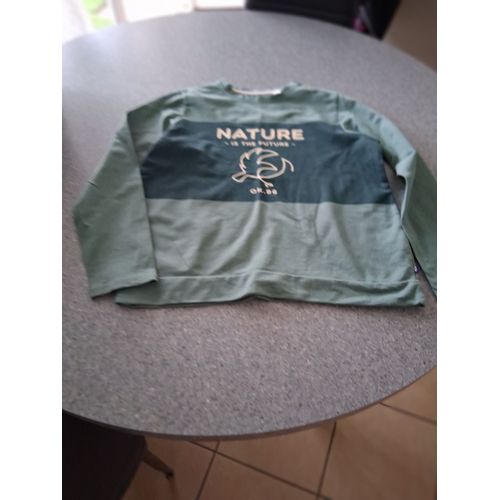 Sweat Shirt "Okaidi" Vert Et Blanc "T- 12 Ans" Garçon