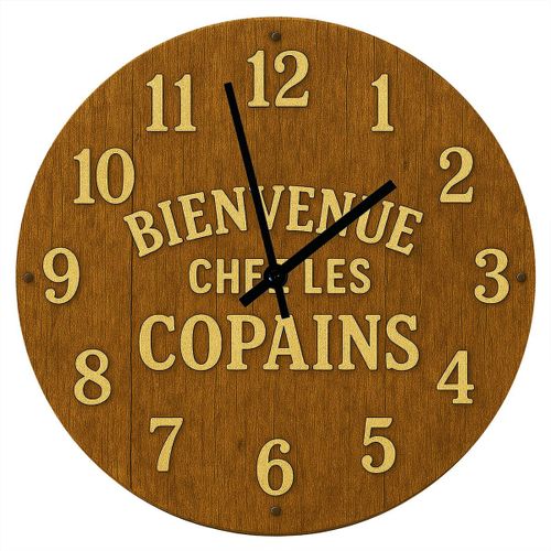 Horloge en verre bienvenue chez les copains  29 cm