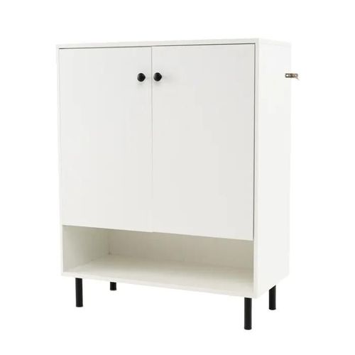 Costway Buffet De Cuisine À 2 Portes, Étagère Réglable, Kit Antibasculement, Meuble De Rangement Pour Salle À Manger Salon, Blanc