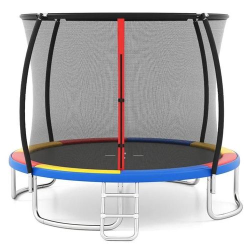 Costway Trampoline Enfants 305cm Avec Filet De Sécurité, Échelle Et Cadre En Acier Galvanisé Antirouille, 400 Kg Coloré
