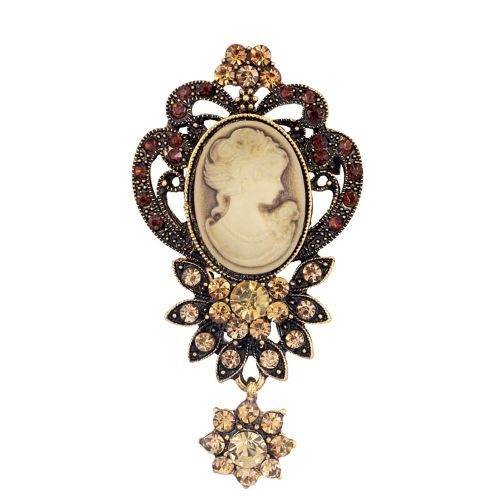 Broche Retro En Alliage Pour Femme, Accessoire De Beaute Pour Le Visage, Bijou Feminin (Or Antique)