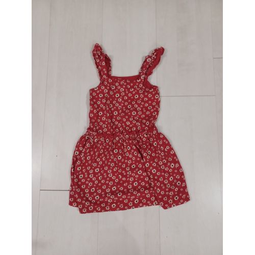 Robe Rouge Motif Fleurs Blanches Taille 5 Ans