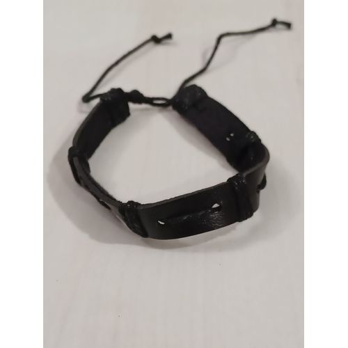 Bracelet Cuir Noir Reglable,Grosse Laniere