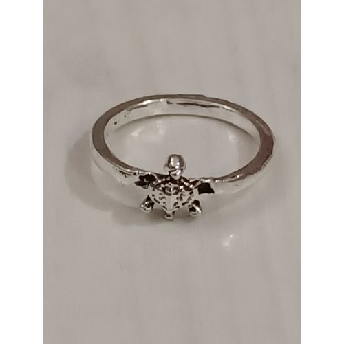 Bague Métal Argenté,Tortue ,Taille 15.29 Mm