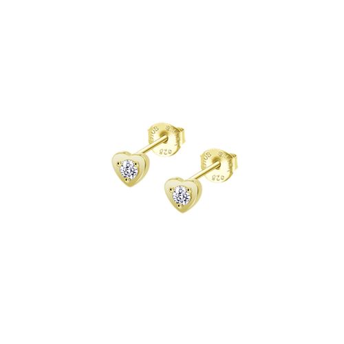 Boucles D'oreilles Lotus Silver Doré Avec Coeur