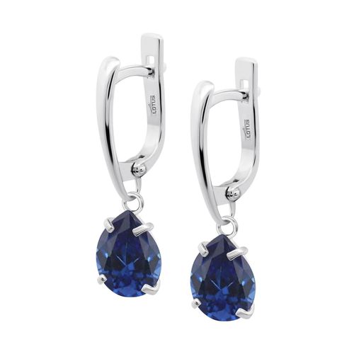 Boucles D'oreilles Lotus Silver Goutte Bleue