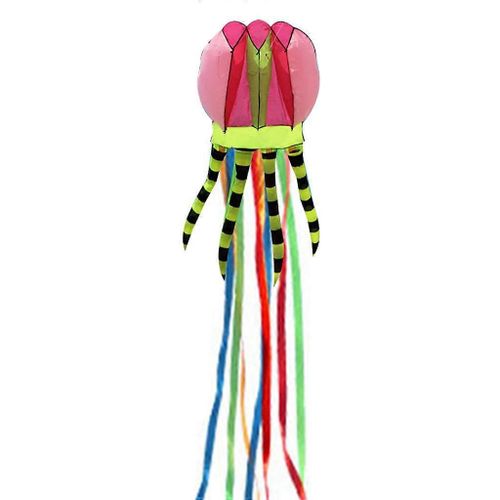 Cerf-volant méduse 3D sans cadre, pieuvre, jouet pour enfant, plage, vacances d'été, jardin, avec longue queue, activité familiale, rose