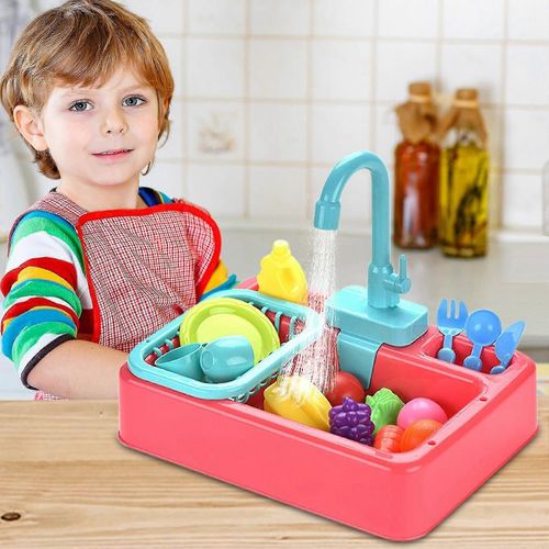 Lot de 19 jouets d'évier de cuisine avec eau courante, cadeaux éducatifs pour filles et garçons, haute qualité-Style B