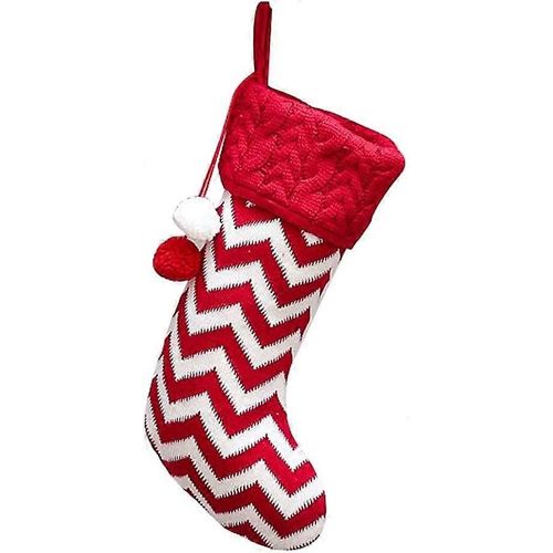 Bas De Noël Tricotés De 40 Cm, Motif Renne À Rayures Rouges Et Blanches, À Suspendre, Pour Décoration De Noël En Famille