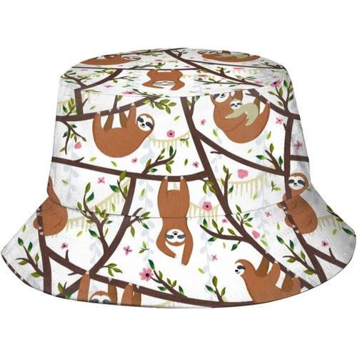 Chapeaux De Seau Drôles De Paresseux, Casquette De Soleil À La Mode, Chapeau De Pêcheur D'extérieur Pliable Pour Femmes Et Hommes, Noir
