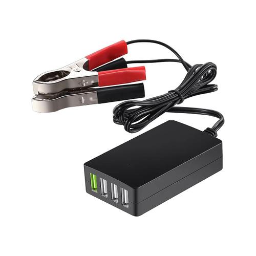 CC Portable avec Clip de Batterie, Chargeur USB 12 V/24 V à 5 V 4 Ports, Adaptateur Multiport, Autres TéLéPhones Intelligents et Tablettes