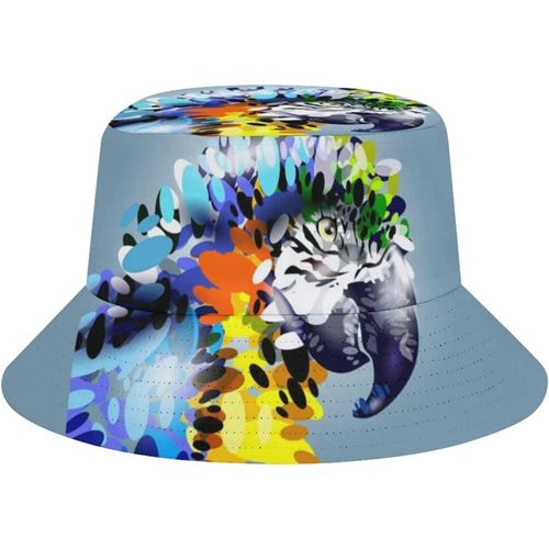 Chapeau De Plage En Forme De Tête De Perroquet Pour Adultes, Casquette De Soleil De Pêcheur De Pêche, Imprimé De Voyage