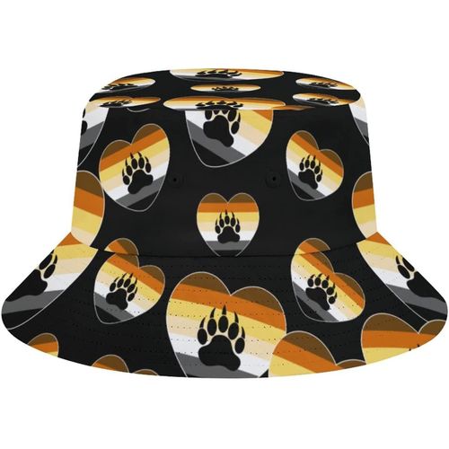 Chapeau De Plage Lgbt Bear Pride Heart Pour Adultes, Casquette De Soleil De Pêcheur, Imprimé De Voyage