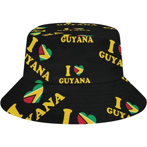 Chapeau De Plage Avec Drapeau En Forme De C¿Ur « I Love Guyana » Pour Adultes, Pêcheur, Casquette De Soleil, Impression De Voyage
